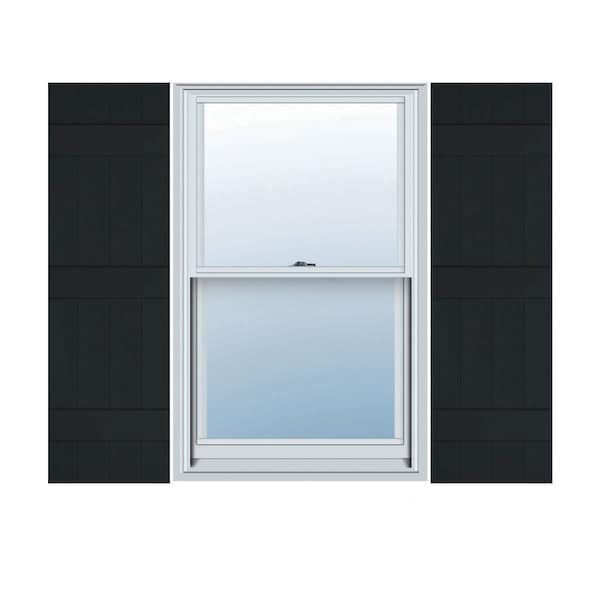 Ekena Millwork Lifetime Vinyl, 4 Board Joined (3 Batten), Board-n-Batten Shutters, w/Shutter Loks, LJ4C14X07700BL, PR LJ4C14X07700BL - main